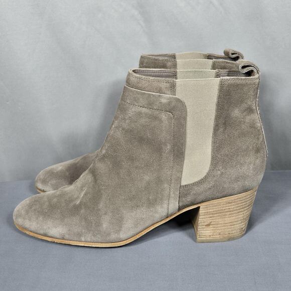 Vince Ankle Boots Womens 11 Gray Suede Block Heel Chelsea Minimal Almond Italy - Picture 3 of 10